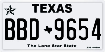 TX license plate BBD9654
