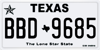 TX license plate BBD9685