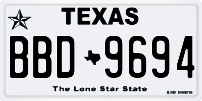 TX license plate BBD9694