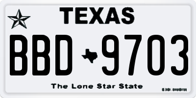 TX license plate BBD9703