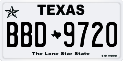 TX license plate BBD9720