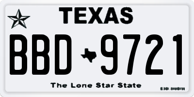TX license plate BBD9721