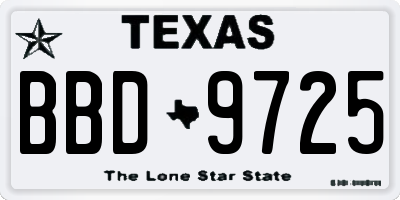 TX license plate BBD9725