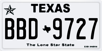 TX license plate BBD9727