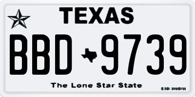 TX license plate BBD9739