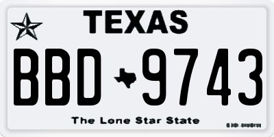 TX license plate BBD9743