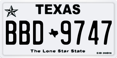 TX license plate BBD9747