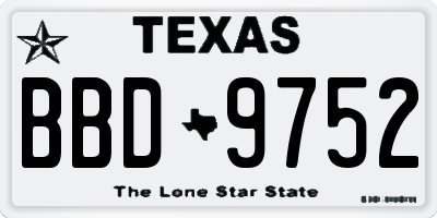 TX license plate BBD9752