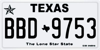 TX license plate BBD9753
