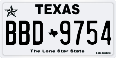 TX license plate BBD9754
