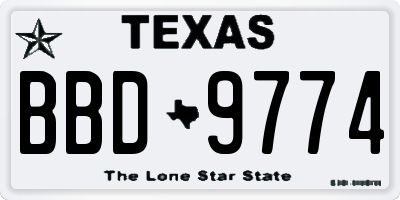 TX license plate BBD9774