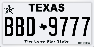 TX license plate BBD9777