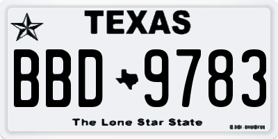 TX license plate BBD9783