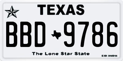 TX license plate BBD9786
