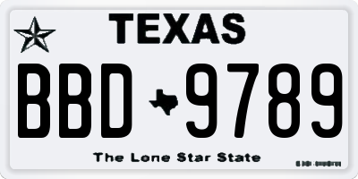 TX license plate BBD9789