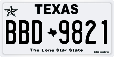 TX license plate BBD9821