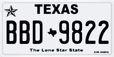 TX license plate BBD9822