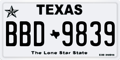TX license plate BBD9839