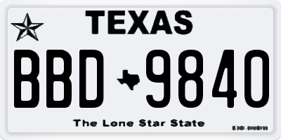 TX license plate BBD9840