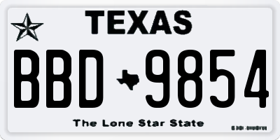TX license plate BBD9854