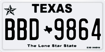 TX license plate BBD9864
