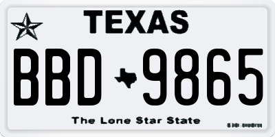 TX license plate BBD9865