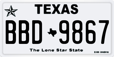 TX license plate BBD9867