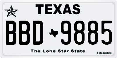 TX license plate BBD9885