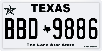 TX license plate BBD9886