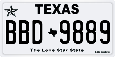 TX license plate BBD9889