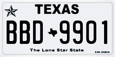 TX license plate BBD9901