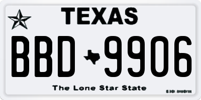 TX license plate BBD9906