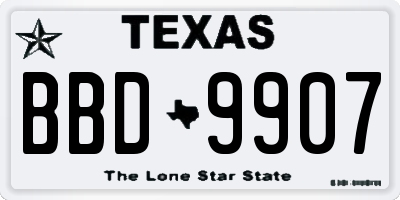 TX license plate BBD9907