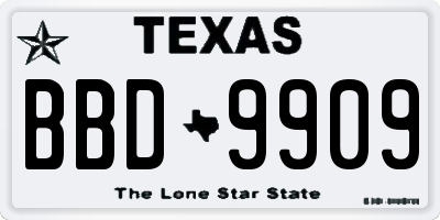 TX license plate BBD9909