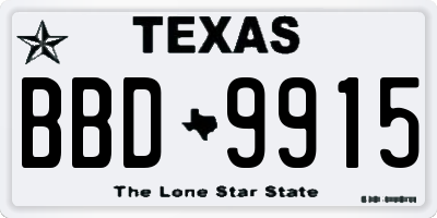 TX license plate BBD9915