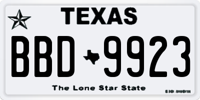 TX license plate BBD9923