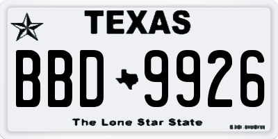 TX license plate BBD9926