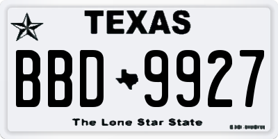 TX license plate BBD9927