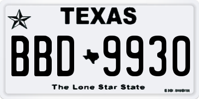 TX license plate BBD9930