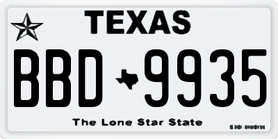 TX license plate BBD9935