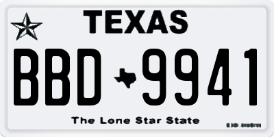 TX license plate BBD9941