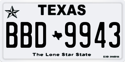 TX license plate BBD9943