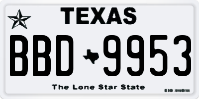TX license plate BBD9953