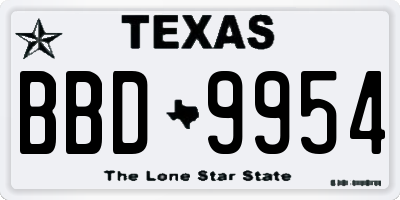 TX license plate BBD9954