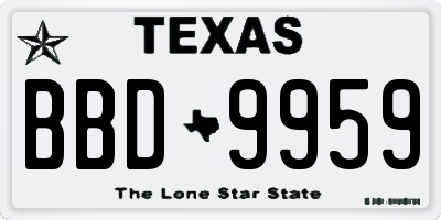 TX license plate BBD9959
