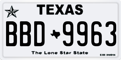 TX license plate BBD9963