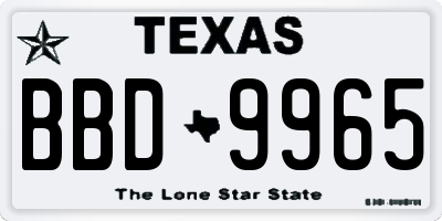 TX license plate BBD9965