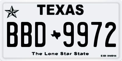 TX license plate BBD9972
