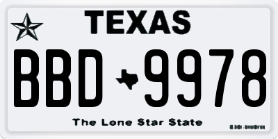 TX license plate BBD9978