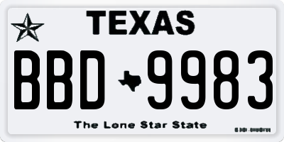 TX license plate BBD9983